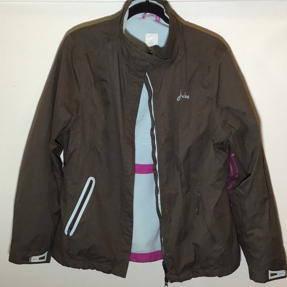 Joules Women's Brown Ski Jacket with Pink Accents